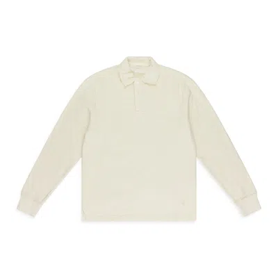 Aimé Leon Dore Cream Crest Pointelle Long-sleeve Polo Shirt In White