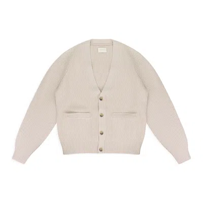 Aimé Leon Dore Cream Waffle Knit Cardigan In Gray