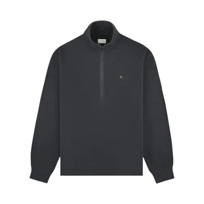 Pre-owned Aimé Leon Dore Crest Piqué Half-zip Pullover 'charcoal Melange' | Grey | Men's Size S In Gray