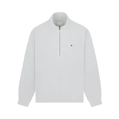 Pre-owned Aimé Leon Dore Crest Piqué Half-zip Pullover 'oatmeal Melange' | Cream | Men's Size Xxl In White