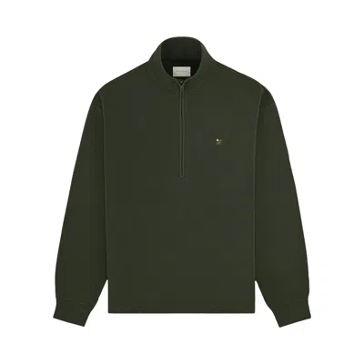 Pre-owned Aimé Leon Dore Crest Piqué Half-zip Pullover 'rosin' | Green | Men's Size S