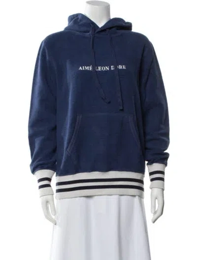 Pre-owned Aimé Leon Dore Crew Neck Long Sleeve Hoodie In Blue
