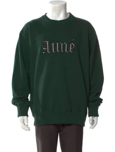 Pre-owned Aimé Leon Dore Crew Neck Long Sleeve Hoodie In Green