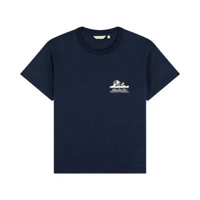 Pre-owned Aimé Leon Dore Cropped Aloe-blend Unisphere Tee 'navy Blazer' | Blue | Women's Size S