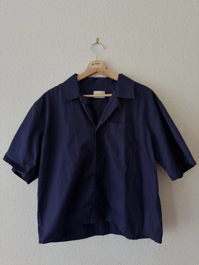 Pre-owned Aimé Leon Dore Cropped Button Up Short Sleeve Shirt In Blue