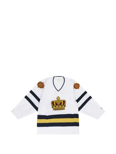AIMÉ LEON DORE CROWN-PATCH STRIPED-DETAILS T-SHIRT