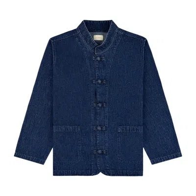 Pre-owned Aimé Leon Dore Denim Collarband Jacket 'dark Wash' | Blue | Men's Size L