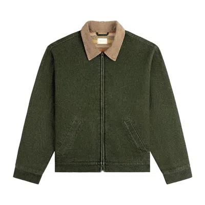 Pre-owned Aimé Leon Dore Denim Zip Jacket 'olive Wash' | Green | Men's Size M