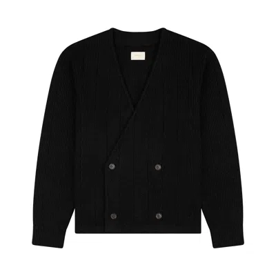 Pre-owned Aimé Leon Dore Double-breasted Merino Cardigan 'melange Black' | Men's Size L