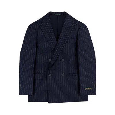 Pre-owned Aimé Leon Dore Double-breasted Pinstripe Wool Suit Jacket 'navy' | Blue | Men's Size 44