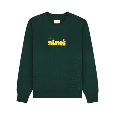 Pre-owned Aimé Leon Dore Drafting Logo Crewneck Sweatshirt 'pine Grove' | Green | Men's Size L