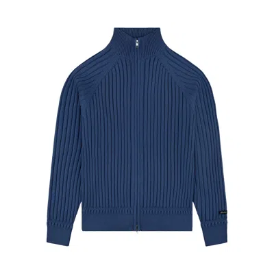 Pre-owned Aimé Leon Dore Drop Needle Full-zip Sweater 'slate Blue' | Men's Size L