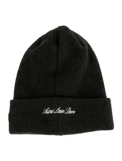 Pre-owned Aimé Leon Dore Embroidered Knit Beanie In Black