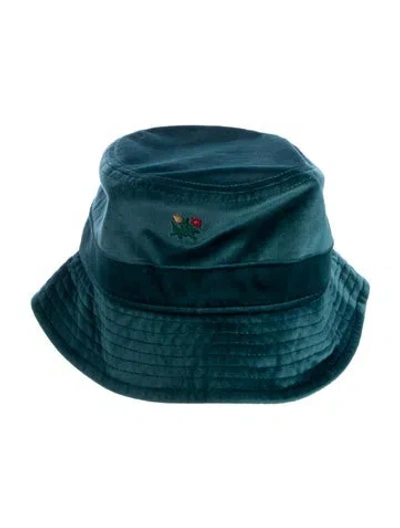 Pre-owned Aimé Leon Dore Embroidered Velvet Bucket Hat In Green