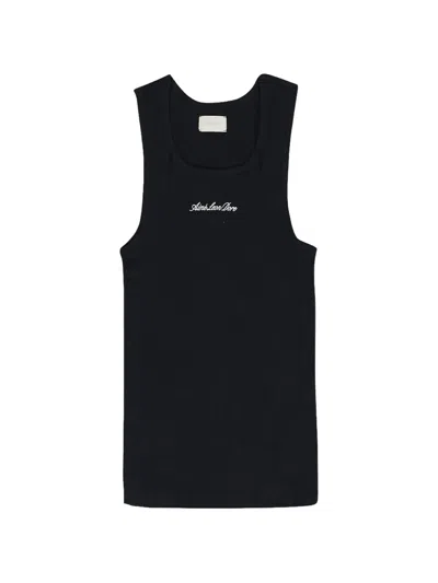 Aimé Leon Dore Embroidered-logo Ribbed Tank Top In Black
