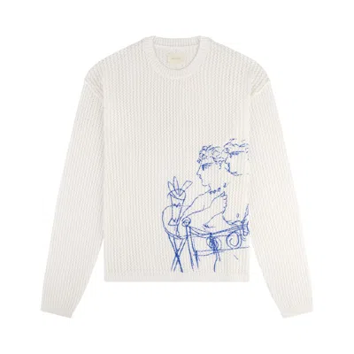 Pre-owned Aimé Leon Dore Fassianos Rendez Vous Crewneck Sweater 'coconut Milk' | White | Men's Size M