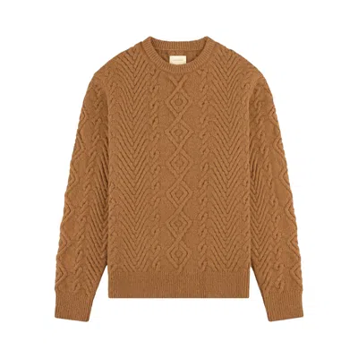 Pre-owned Aimé Leon Dore Fisherman Cable Knit Sweater 'camel' | Tan | Men's Size M In Brown