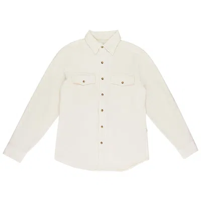 Pre-owned Aimé Leon Dore Fleece Button-down Shirt 'pristine' | Cream | Men's Size Xs In White