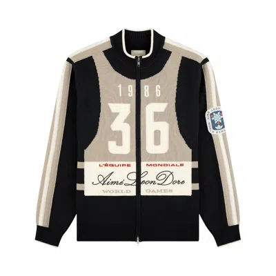 Pre-owned Aimé Leon Dore Full Zip Alpine Ski Sweater 'jet Black' | Men's Size L