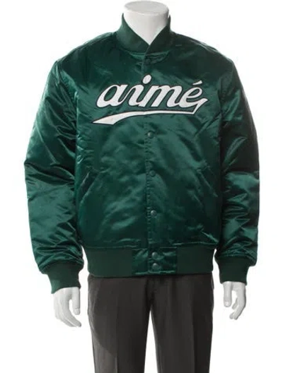 Pre-owned Aimé Leon Dore Graphic Print Bomber Jacket In Green
