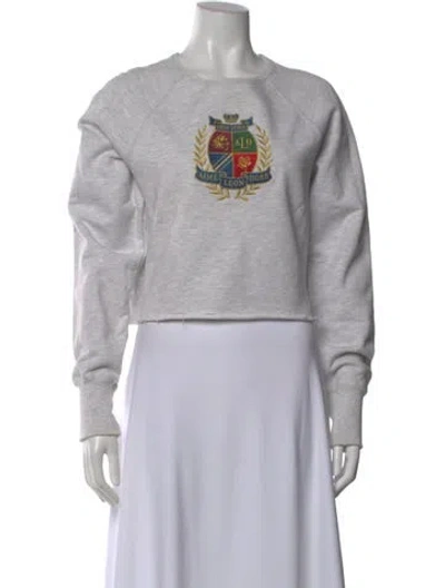 Pre-owned Aimé Leon Dore Graphic Print Crew Neck Crop Top In Gray