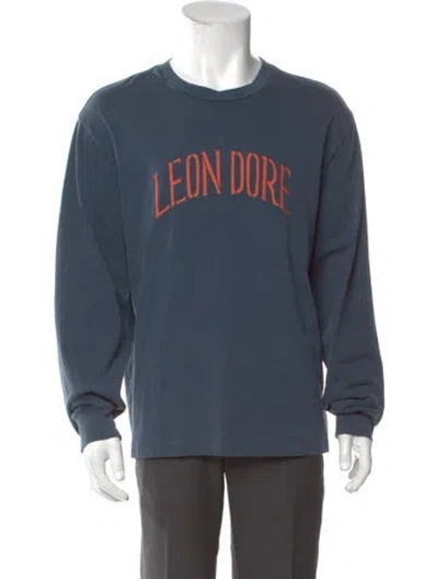 Pre-owned Aimé Leon Dore Graphic Print Crew Neck Henley In Blue