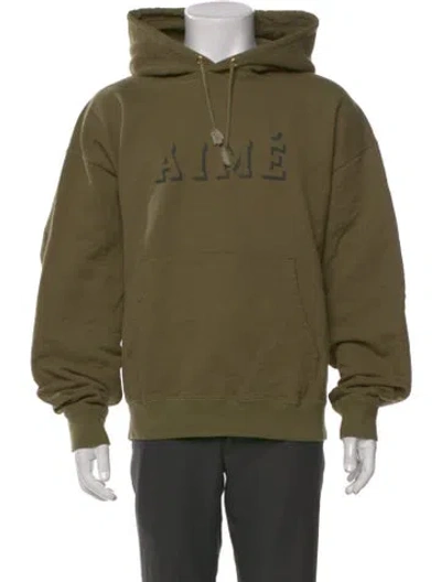 Pre-owned Aimé Leon Dore Graphic Print Crew Neck Hoodie In Green