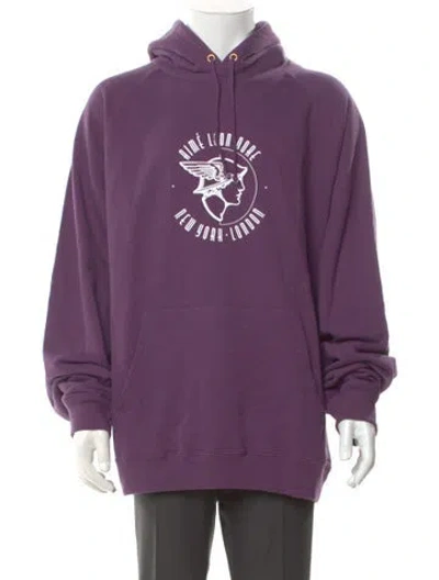Pre-owned Aimé Leon Dore Graphic Print Crew Neck Hoodie In Purple