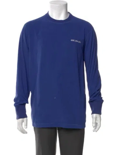 Pre-owned Aimé Leon Dore Graphic Print Crew Neck Pullover In Blue