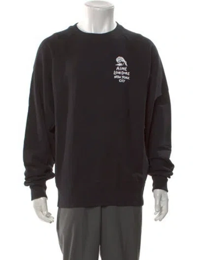 Pre-owned Aimé Leon Dore Graphic Print Crew Neck Sweatshirt In Black