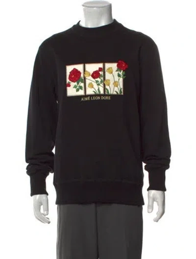 Pre-owned Aimé Leon Dore Graphic Print Crew Neck Sweatshirt In Black
