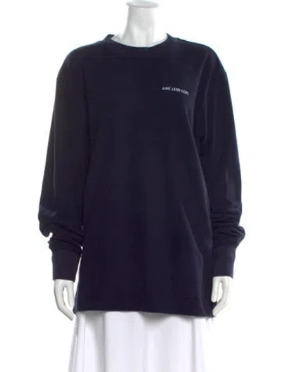 Pre-owned Aimé Leon Dore Graphic Print Crew Neck Sweatshirt In Blue