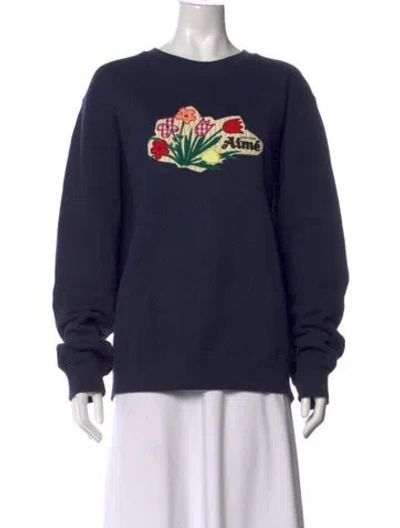 Pre-owned Aimé Leon Dore Graphic Print Crew Neck Sweatshirt In Blue