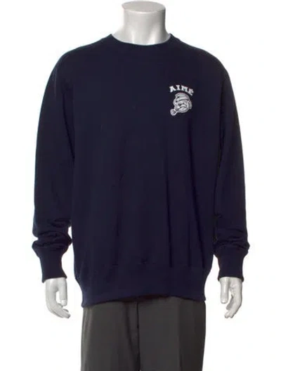 Pre-owned Aimé Leon Dore Graphic Print Crew Neck Sweatshirt In Blue