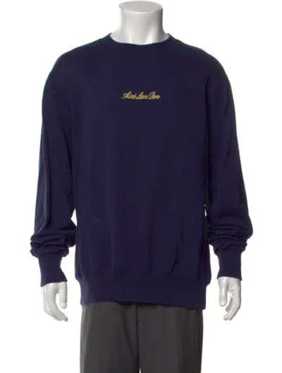 Pre-owned Aimé Leon Dore Graphic Print Crew Neck Sweatshirt In Blue