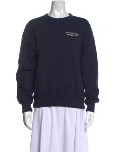 Pre-owned Aimé Leon Dore Graphic Print Crew Neck Sweatshirt In Blue
