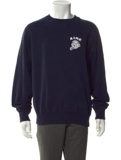 Pre-owned Aimé Leon Dore Graphic Print Crew Neck Sweatshirt In Blue