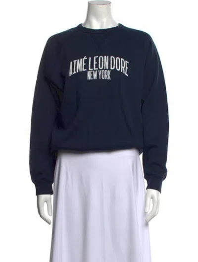 Pre-owned Aimé Leon Dore Graphic Print Crew Neck Sweatshirt In Blue