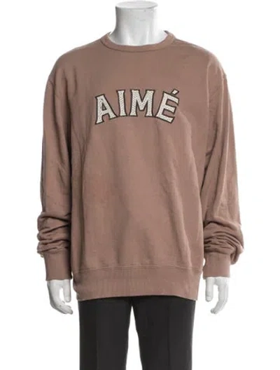 Pre-owned Aimé Leon Dore Graphic Print Crew Neck Sweatshirt In Brown