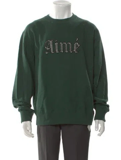 Pre-owned Aimé Leon Dore Graphic Print Crew Neck Sweatshirt In Green