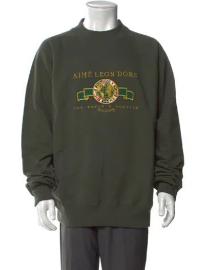 Pre-owned Aimé Leon Dore Graphic Print Crew Neck Sweatshirt In Green