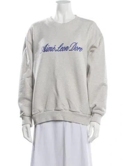 Pre-owned Aimé Leon Dore Graphic Print Crew Neck Sweatshirt In Grey