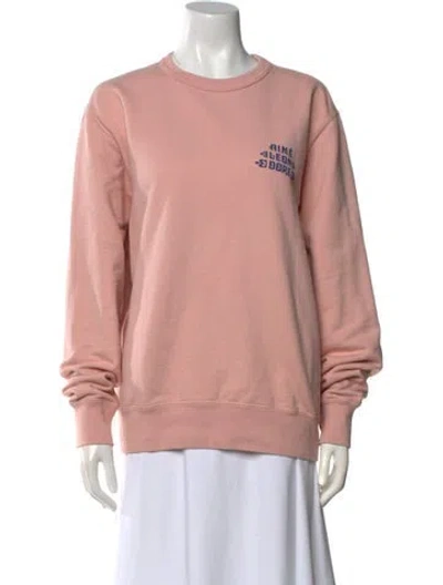 Pre-owned Aimé Leon Dore Graphic Print Crew Neck Sweatshirt In Pink