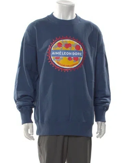 Pre-owned Aimé Leon Dore Graphic Print Crew Neck Sweatshirt W/ Tags In Blue