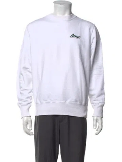 Pre-owned Aimé Leon Dore Graphic Print Crew Neck Sweatshirt In White