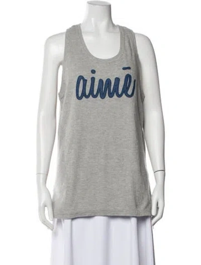 Pre-owned Aimé Leon Dore Graphic Print Crew Neck Top In Gray
