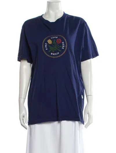 Pre-owned Aimé Leon Dore Graphic Print Crew Neck T-shirt In Blue