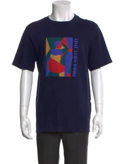 Pre-owned Aimé Leon Dore Graphic Print Crew Neck T-shirt In Blue