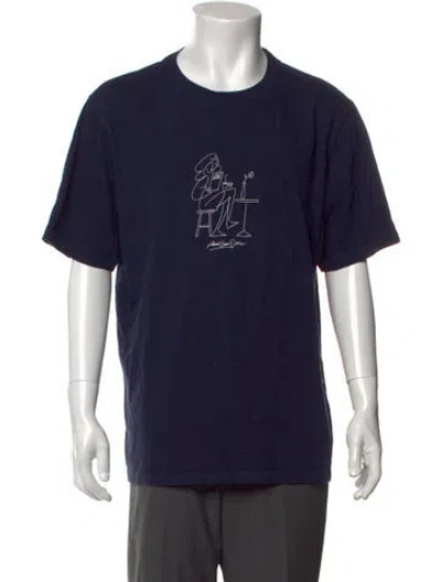 Pre-owned Aimé Leon Dore Graphic Print Crew Neck T-shirt In Blue