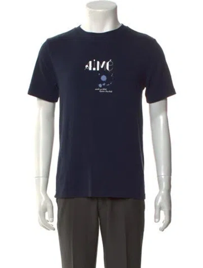 Pre-owned Aimé Leon Dore Graphic Print Crew Neck T-shirt In Blue